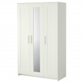 картинка БРИМНЭС Шкаф платяной 3-дверный, белый, 117x190 см от магазина Wmart