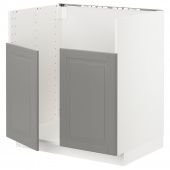 картинка METOD МЕТОД Шкаф для двойной мойки БРЕДШЁН - белый/Будбин серый 80x60 см от магазина Wmart