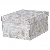 картинка СМЕКА Коробка с крышкой, серый, с рисунком, 26x32x17 см от магазина Wmart