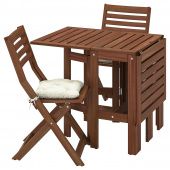 картинка ÄPPLARÖ ЭПЛАРО Стол+2 складных стула,д/сада - коричневая морилка/Куддарна бежевый от магазина Wmart