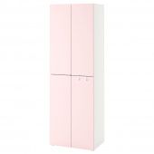 картинка SMÅSTAD СМОСТАД Гардероб - белый бледно-розовый/с 2 платяными штангами 60x57x181 см от магазина Wmart