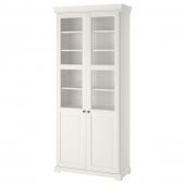картинка ЛИАТОРП Шкаф книжный со стеклянными дверьми, белый, 96x214 см от магазина Wmart