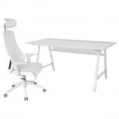 картинка UTESPELARE УТЕСПЕЛАРЕ / MATCHSPEL МАТЧСПЕЛ Геймерский стол и стул - светло-серый/белый от магазина Wmart