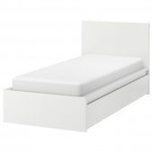 картинка MALM МАЛЬМ Каркас кровати+2 кроватных ящика - белый/Лурой 90x200 см от магазина Wmart