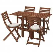 картинка ЭПЛАРО Стол+4 складных стула, д/сада, коричневая морилка, ФРЁСЁН/ДУВХОЛЬМЕН бежевый от магазина Wmart