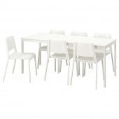картинка VANGSTA ВАНГСТА / TEODORES ТЕОДОРЕС Стол и 6 стульев - белый/белый 120/180 см от магазина Wmart
