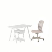 картинка TROTTEN ТРОТТЕН / FLINTAN ФЛИНТАН Стол и комбинация для хранения - и рабочий стул белый/бежевый от магазина Wmart