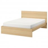 картинка MALM МАЛЬМ Каркас кровати - дубовый шпон, беленый/Лурой 160x200 см от магазина Wmart