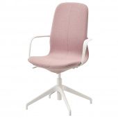картинка LÅNGFJÄLL ЛОНГФЬЕЛЛЬ Рабочий стул с подлокотниками - Гуннаред светлый коричнево-розовый/белый от магазина Wmart