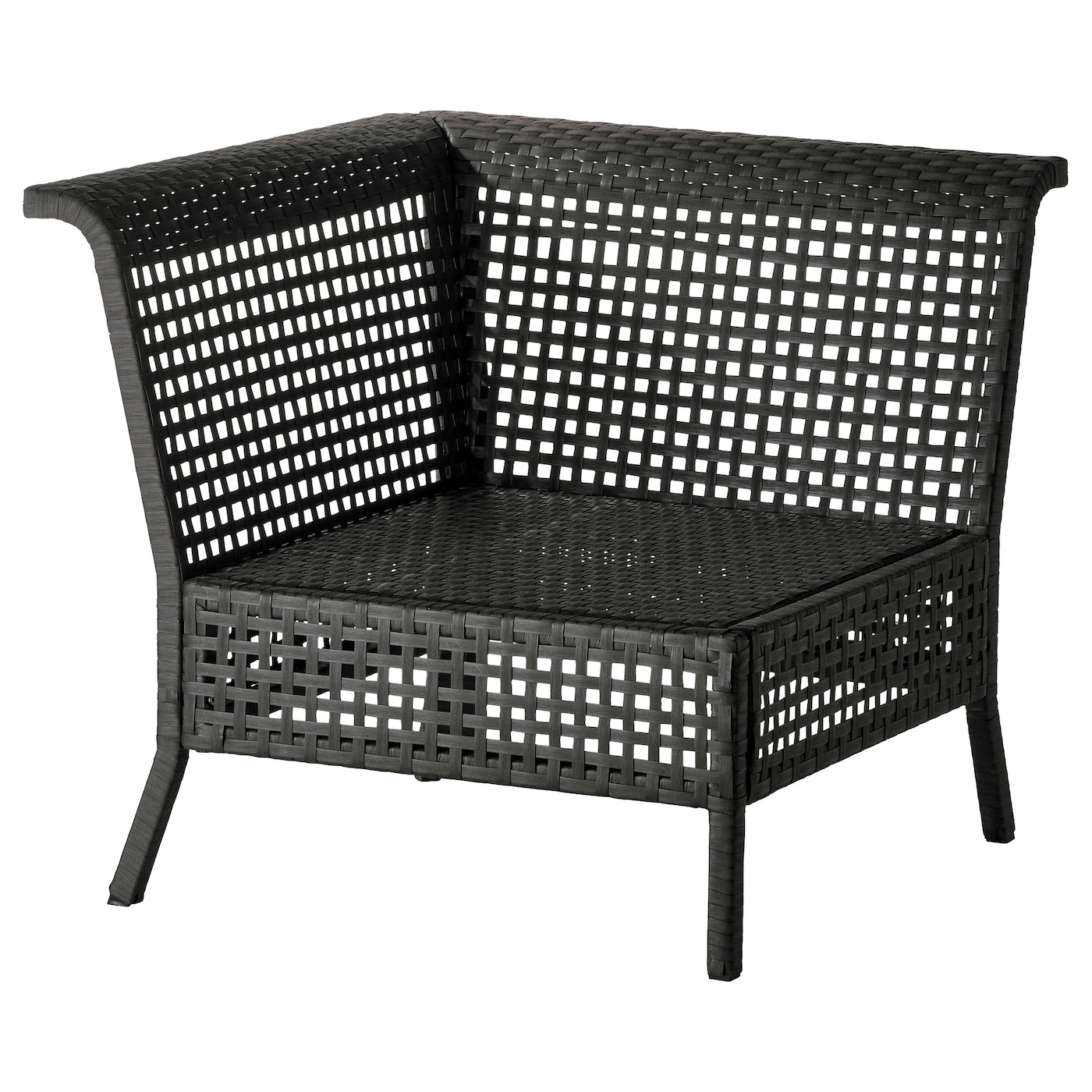 Садовое угловое кресло+столик КУНГСХОЛЬМЕН / КУНГСЭ, черно-коричневый, черный (222x80x73 см)