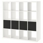 картинка KALLAX КАЛЛАКС Стеллаж с 4 вставками - белый/черный 147x147 см от магазина Wmart