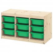 картинка TROFAST ТРУФАСТ Комбинация д/хранения+контейнеры - светлая беленая сосна/зеленый 94x44x52 см от магазина Wmart