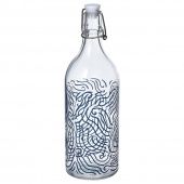 картинка KORKEN КОРКЕН Бутылка с пробкой - с рисунком/синий 1 л от магазина Wmart