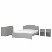 картинка HAUGA ХАУГА Комплект мебели д/спальни, 4 предм. - Висле серый 160x200 см от магазина Wmart