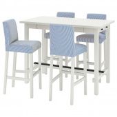 картинка NORDVIKEN НОРДВИКЕН / BERGMUND БЕРГМУНД Барн стол+4 барн стула - белый/Роммеле темно-синий/белый от магазина Wmart