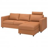 картинка VIMLE ВИМЛЕ 3-местный диван - с козеткой с изголовьем/Гранн/Бумстад золотисто-коричневый от магазина Wmart
