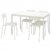 картинка VANGSTA ВАНГСТА / ADDE АДДЕ Стол и 4 стула - белый/белый 120/180 см от магазина Wmart