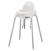 картинка АНТИЛОП Высок стульчик с ремн безопасн, белый, серебристый от магазина Wmart
