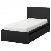 картинка MALM МАЛЬМ Каркас кровати+2 кроватных ящика - черно-коричневый 90x200 см от магазина Wmart