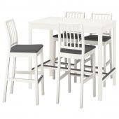 картинка EKEDALEN ЭКЕДАЛЕН / EKEDALEN ЭКЕДАЛЕН Барн стол+4 барн стула - белый/Хакебу темно-серый 120 см от магазина Wmart