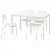 картинка МЕЛЬТОРП / АДДЕ Стол и 4 стула, белый, 125 см от магазина Wmart