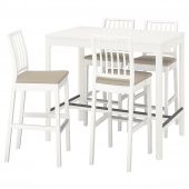 картинка EKEDALEN ЭКЕДАЛЕН / EKEDALEN ЭКЕДАЛЕН Барн стол+4 барн стула - белый/Хакебу бежевый 120 см от магазина Wmart