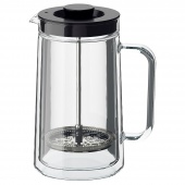 картинка ЭГЕНТЛИГ Кофе-пресс/заварочный чайник, двуслойные стенки, прозрачное стекло, 0.9 л от магазина Wmart