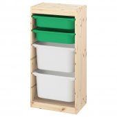 картинка TROFAST ТРУФАСТ Комбинация д/хранения+контейнеры - светлая беленая сосна зеленый/белый 44x30x91 см от магазина Wmart
