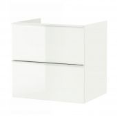 картинка GODMORGON ГОДМОРГОН Шкаф для раковины с 2 ящ - глянцевый белый 60x47x58 см от магазина Wmart