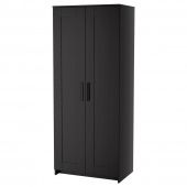 картинка BRIMNES БРИМНЭС Шкаф платяной 2-дверный - черный 78x190 см от магазина Wmart