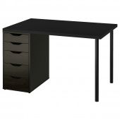 картинка MÅLVAKT МОЛВАКТ / ALEX АЛЕКС Письменный стол - черный/черно-коричневый 120x80 см от магазина Wmart