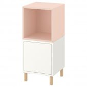 картинка EKET ЭКЕТ Комбинация шкафов с ножками - белый бледно-розовый/дерево 35x35x80 см от магазина Wmart