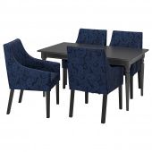 картинка INGATORP ИНГАТОРП / SAKARIAS ЗАКАРИАС Стол и 4 стула - черный/Квильсфорс темно-синий/синий 155/215 см от магазина Wmart