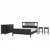 картинка HEMNES ХЕМНЭС Комплект мебели д/спальни, 4 предм. - черно-коричневый 180x200 см от магазина Wmart