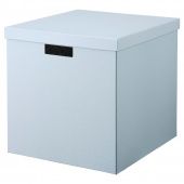 картинка TJENA ТЬЕНА Коробка с крышкой - синий 32x35x32 см от магазина Wmart