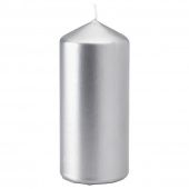 картинка FENOMEN ФЕНОМЕН Неароматич свеча формовая - серебристый 14 см от магазина Wmart