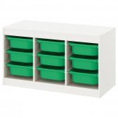 картинка TROFAST ТРУФАСТ Комбинация д/хранения+контейнеры - белый/зеленый 99x44x56 см от магазина Wmart