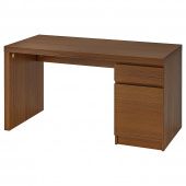 картинка MALM МАЛЬМ Письменный стол - коричневая морилка ясеневый шпон 140x65 см от магазина Wmart