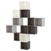 картинка EKET ЭКЕТ Комбинация настенных шкафов - белый/темно-серый/светло-серый 175x35x210 см от магазина Wmart