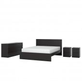 картинка MALM МАЛЬМ Комплект мебели д/спальни, 4 предм. - черно-коричневый 160x200 см от магазина Wmart