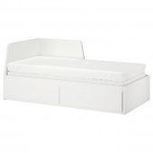 картинка FLEKKE ФЛЕККЕ Каркас кровати-кушетки с 2 ящиками - белый 80x200 см от магазина Wmart
