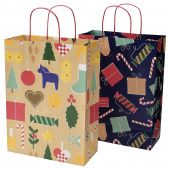 картинка VINTER 2021 ВИНТЕР 2021 Подарочный пакет - Рождественские узоры бежевый/синий 26x35 см от магазина Wmart
