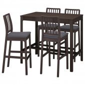 картинка EKEDALEN ЭКЕДАЛЕН / EKEDALEN ЭКЕДАЛЕН Барн стол+4 барн стула - темно-коричневый/Хакебу темно-серый 120 см от магазина Wmart