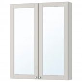 картинка GODMORGON ГОДМОРГОН Зеркальный шкаф с 2 дверцами - Кашён светло-серый 80x14x96 см от магазина Wmart