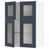 картинка METOD МЕТОД Навесной шкаф/полки/4 стеклян двери - белый Акстад/матовая поверхность синий 80x100 см от магазина Wmart