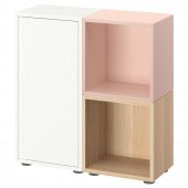 картинка EKET ЭКЕТ Комбинация шкафов с ножками - белый/бледно-розовый/под беленый дуб 70x25x72 см от магазина Wmart