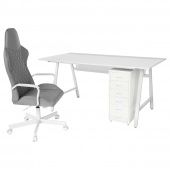 картинка UTESPELARE УТЕСПЕЛАРЕ / HELMER ХЕЛЬМЕР Письменный стол, стул и тумба - светло-серый серый/белый от магазина Wmart