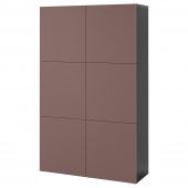 картинка BESTÅ БЕСТО Комбинация для хранения с дверцами - черно-коричневый/Хёртвикен коричневый 120x42x193 см от магазина Wmart