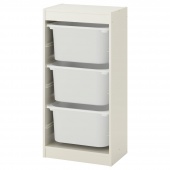 картинка ТРУФАСТ Комбинация д/хранения+контейнеры, белый, белый, 46x30x94 см от магазина Wmart