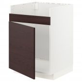 картинка METOD МЕТОД Напольный шкаф для мойки ХАВСЕН - белый Аскерсунд/темно-коричневый под ясень 60x60 см от магазина Wmart